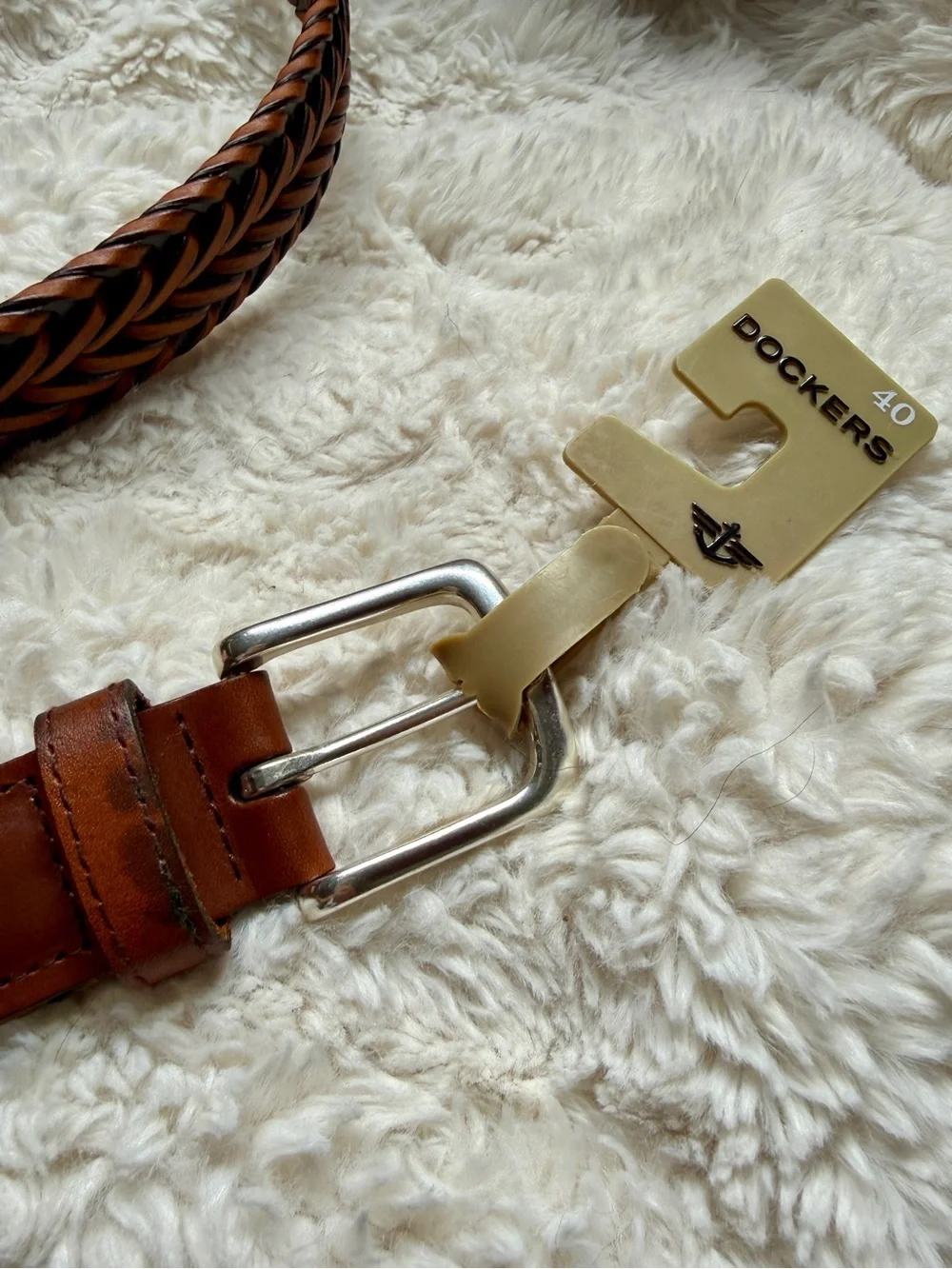 Dockers Braided Leather Belt in Rich Brown